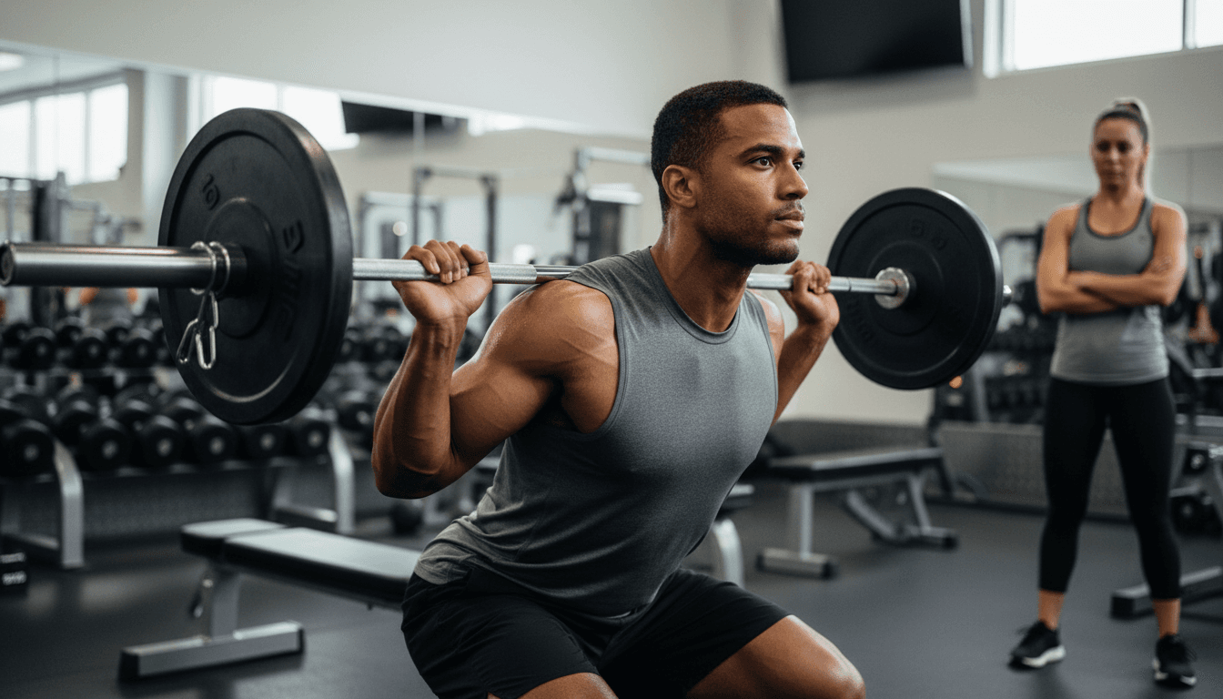 Demostración pedagógica en la sala de musculación