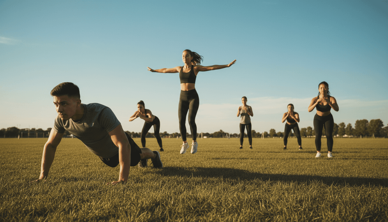 Entrenamiento al aire libre con estudiantes usando un entrenador de suspensión